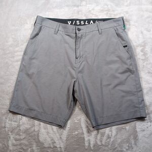 Vissla Hybrid Shorts Mens 34 Gray Poly Cotton Stretch Beach Surf Outdoor